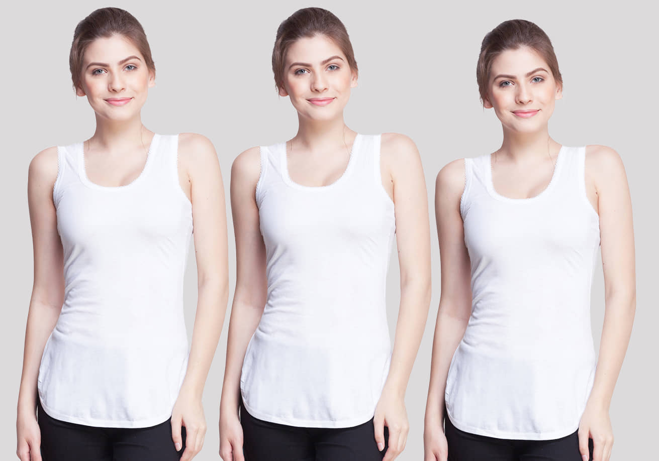Dollar Missy Cotton Lycra Tanks - White Pack of 3