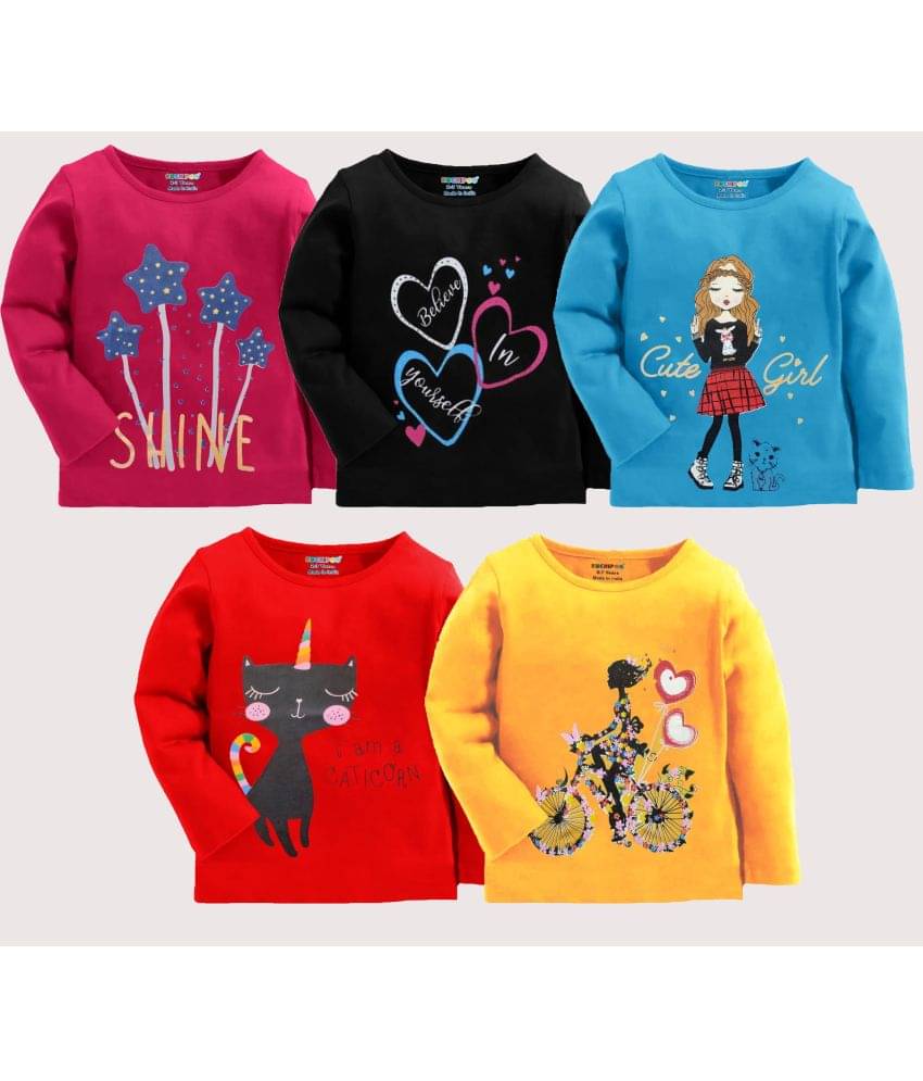     			Kuchipoo Pack of 5 Girls Cotton Blend T-Shirt ( Multicolor9 )