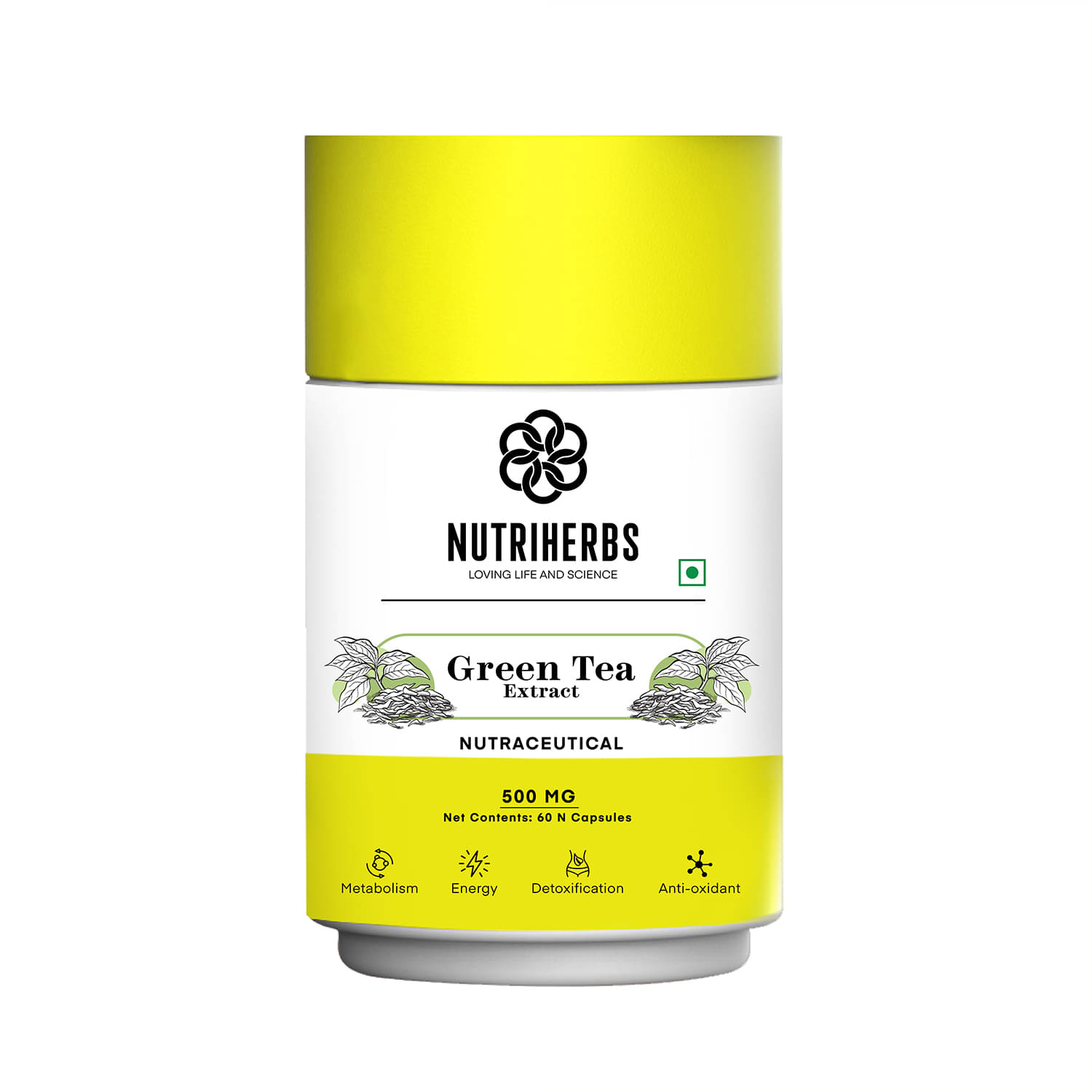     			Nutriherbs Green Tea Extract 500mg Antioxidant Supplement -  60 Capsules | For Weight Management 