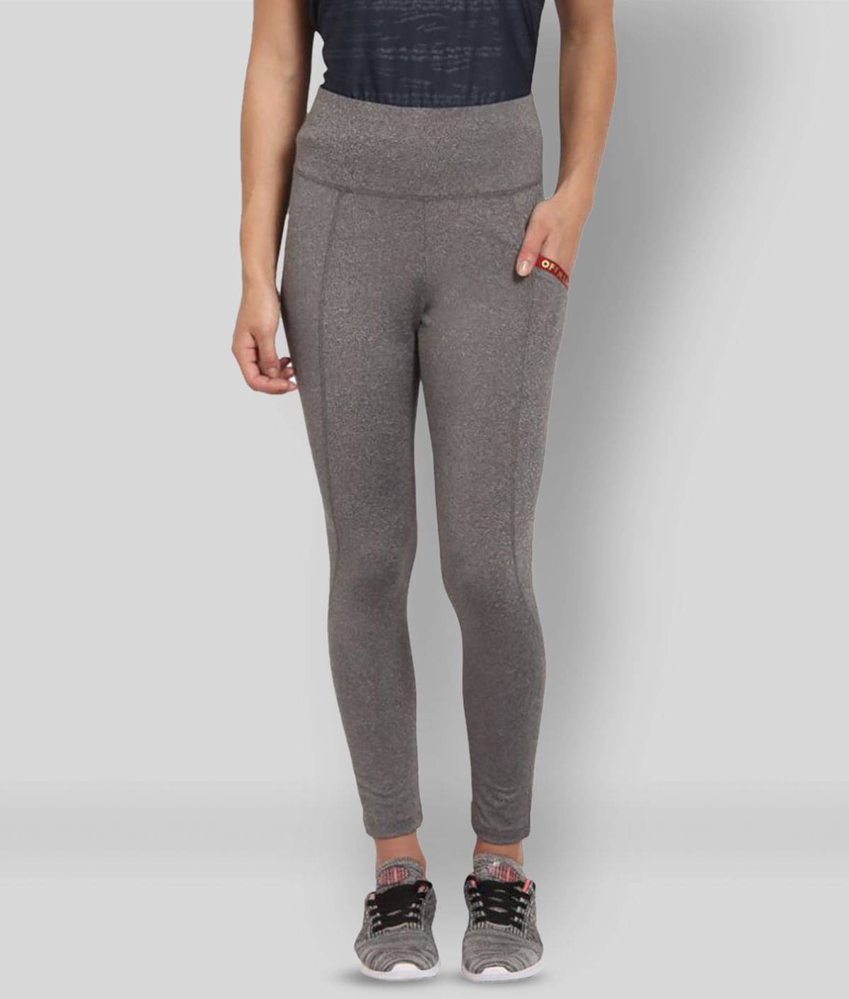     			OFF LIMITS Grey Polyester Solid Tights