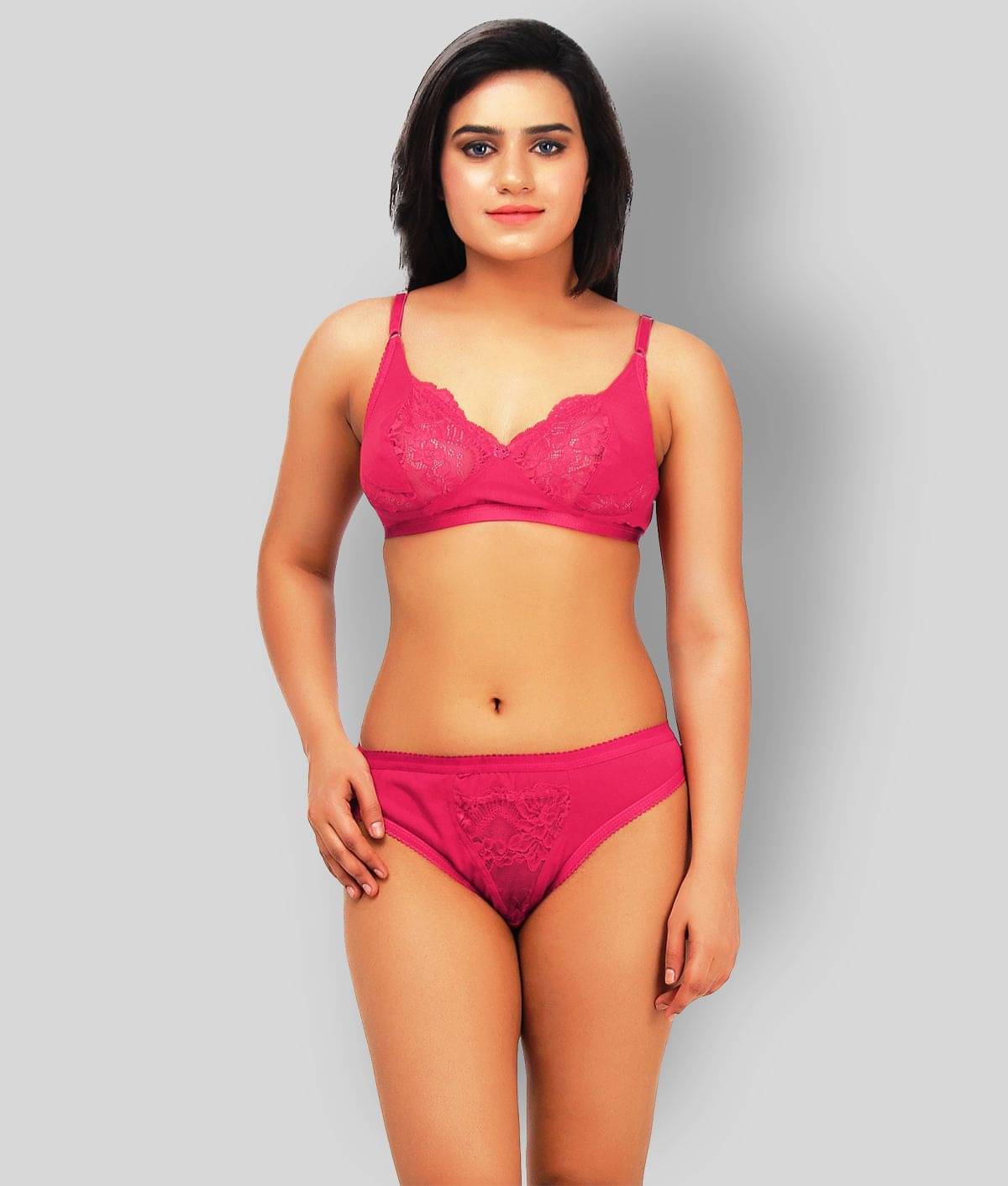     			TCG Cotton Lycra Women's Bra & Panty Set ( Pink )