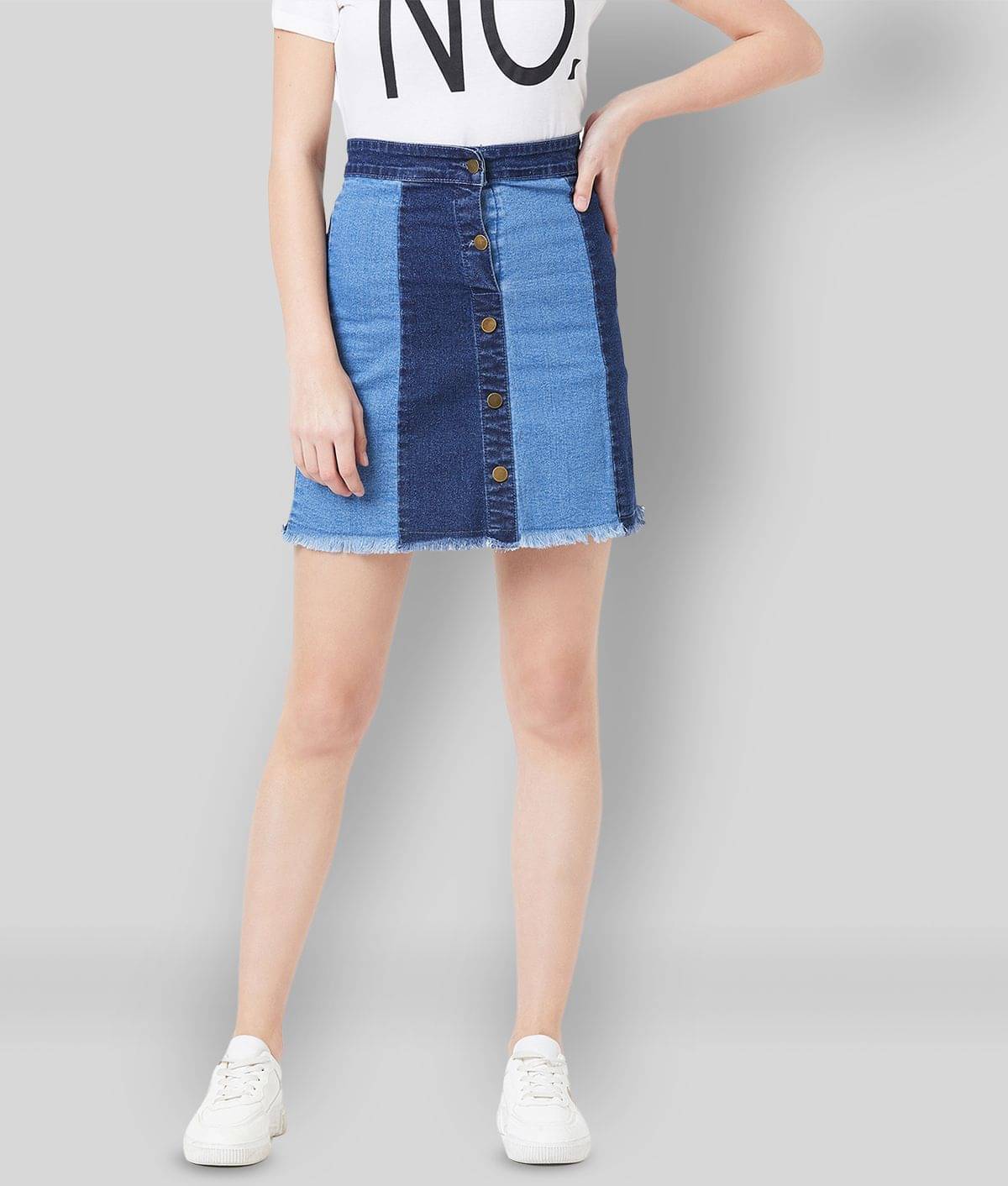 The Dry State - Blue Denim Women's Straight Skirt ( Pack of 1 ) The Dry State - Blue Denim Women's Straight Skirt ( Pack of 1 )
