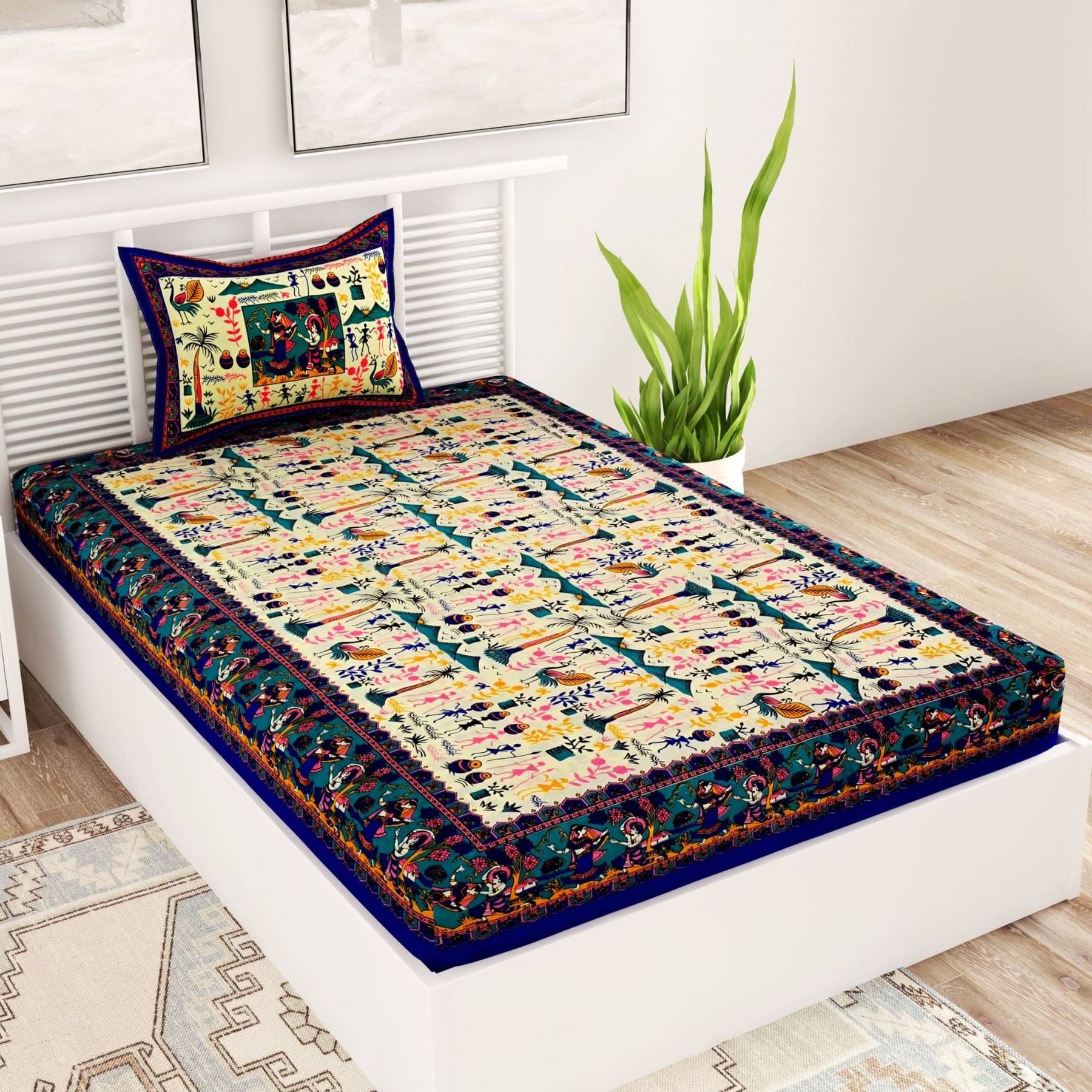 Uniqchoice Cotton Single Bedsheet ( Blue ) Uniqchoice Cotton Single Bedsheet ( Blue )
