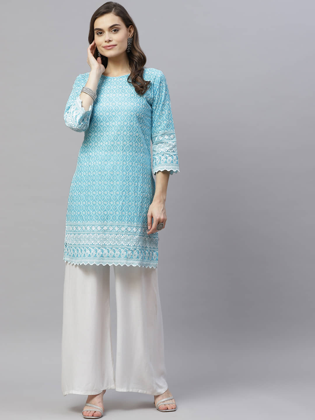 miravan - Blue Cotton Women's Straight Kurti ( Pack of 1 ) - Kurtis, Tunics | Buy online on ZillyBuy