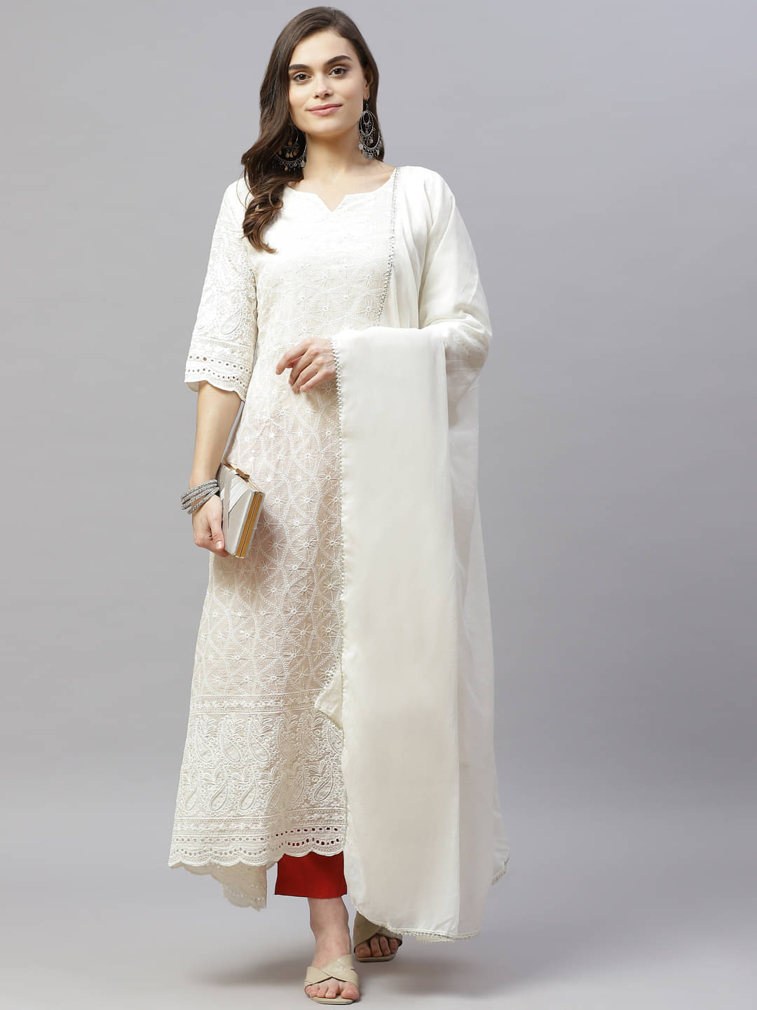     			miravan - White Cotton Women's Anarkali Kurti ( Pack of 1 )