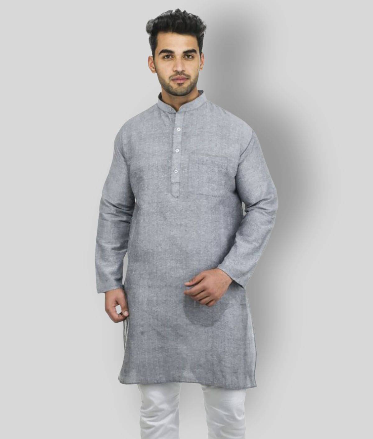 DESHBANDHU DBK - Grey Cotton Men's Regular Kurta ( Pack of 1 ) DESHBANDHU DBK - Grey Cotton Men's Regular Kurta ( Pack of 1 )