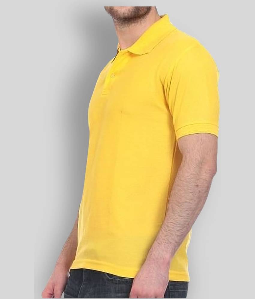 FASHION365 Pack of 1 Cotton Blend Slim Fit Solid Half Sleeves Men's Polo T Shirt ( Yellow )