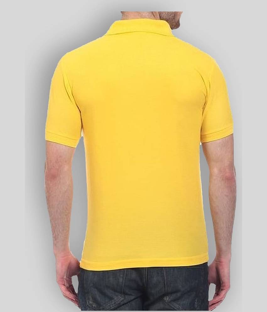 FASHION365 Pack of 1 Cotton Blend Slim Fit Solid Half Sleeves Men's Polo T Shirt ( Yellow )