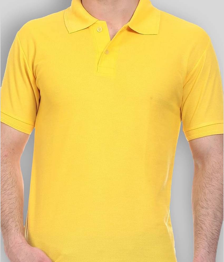 FASHION365 Pack of 1 Cotton Blend Slim Fit Solid Half Sleeves Men's Polo T Shirt ( Yellow )
