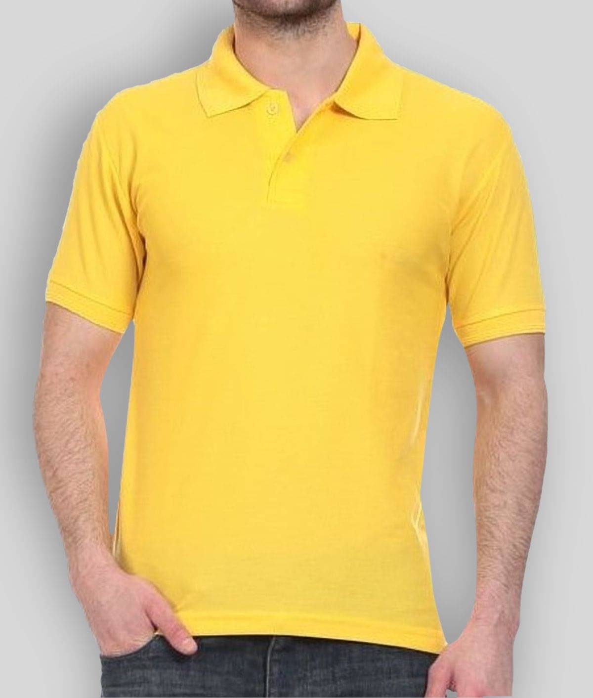 FASHION365 Pack of 1 Cotton Blend Slim Fit Solid Half Sleeves Men's Polo T Shirt ( Yellow )     			FASHION365 Pack of 1 Cotton Blend Slim Fit Solid Half Sleeves Men's Polo T Shirt ( Yellow )