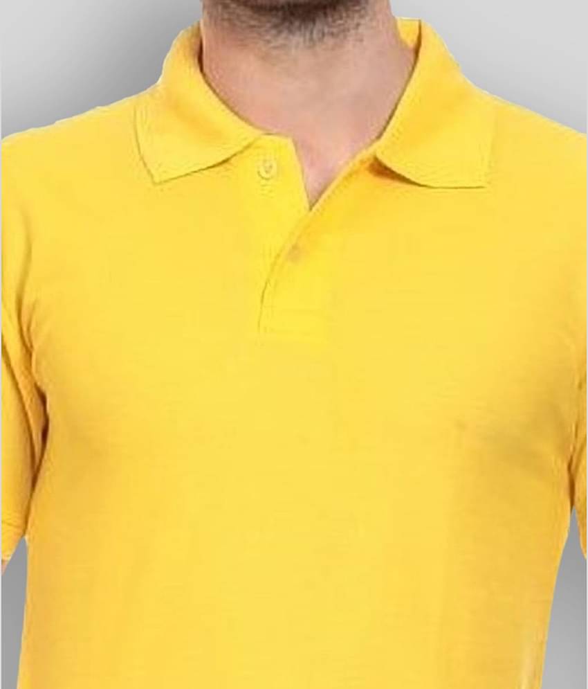 FASHION365 Pack of 1 Cotton Blend Slim Fit Solid Half Sleeves Men's Polo T Shirt ( Yellow )
