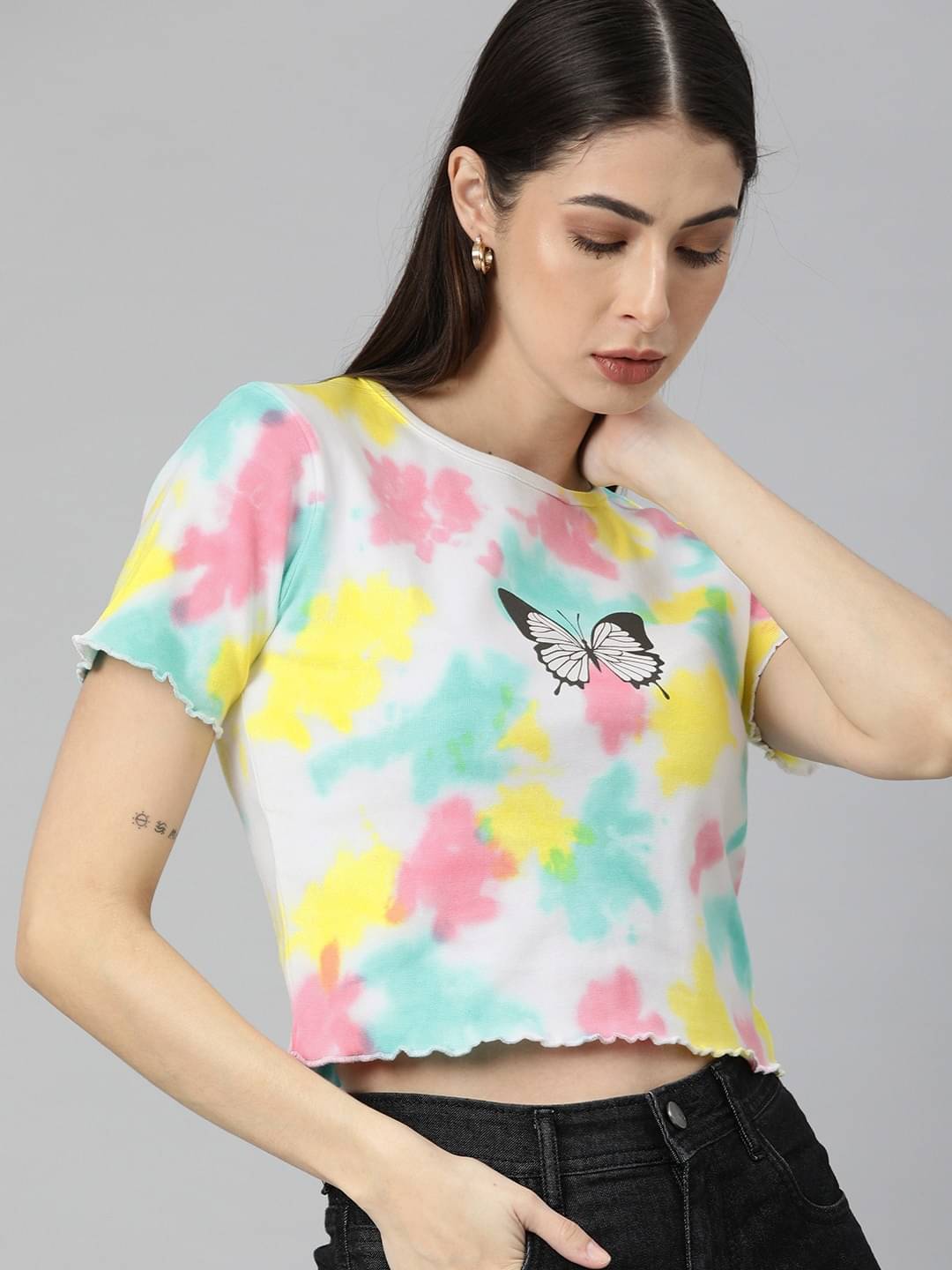 JUNEBERRY Women's Cotton Crop Top ( Multicolor ) JUNEBERRY Women's Cotton Crop Top ( Multicolor )