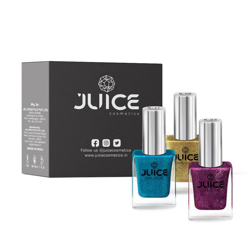     			Juice - Multi Shimmer Nail Polish ( Pack of 3 )