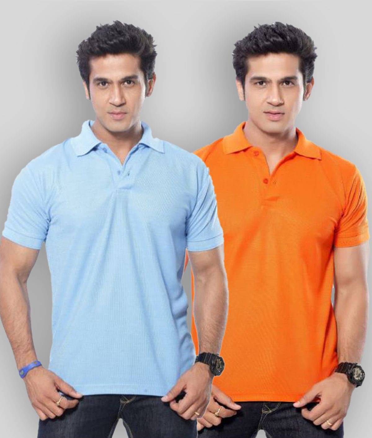 SKYRISE Pack of 2 Cotton Blend Slim Fit Solid Half Sleeves Men's Polo T Shirt ( Multicolor ) SKYRISE Pack of 2 Cotton Blend Slim Fit Solid Half Sleeves Men's Polo T Shirt ( Multicolor )