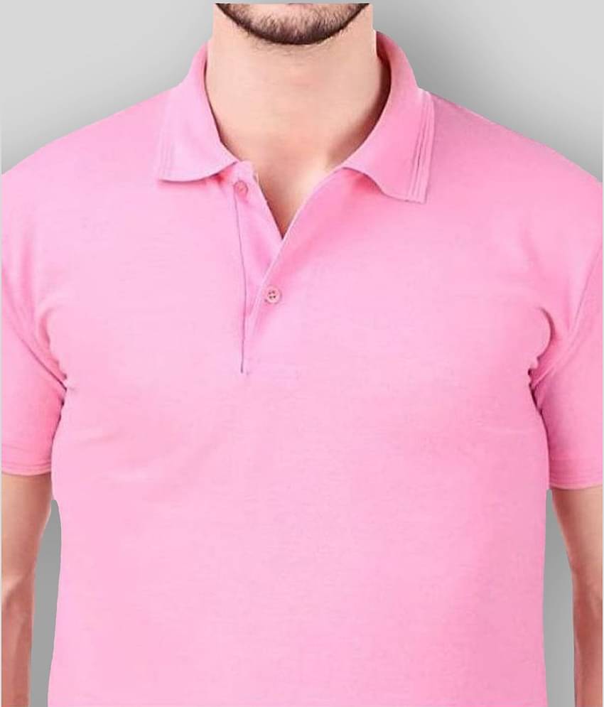 SKYRISE Pack of 1 Cotton Blend Slim Fit Solid Half Sleeves Men's Polo T Shirt ( Pink )