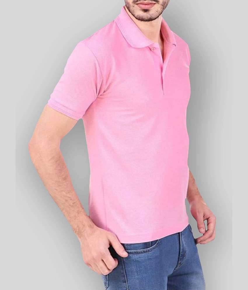 SKYRISE Pack of 1 Cotton Blend Slim Fit Solid Half Sleeves Men's Polo T Shirt ( Pink )