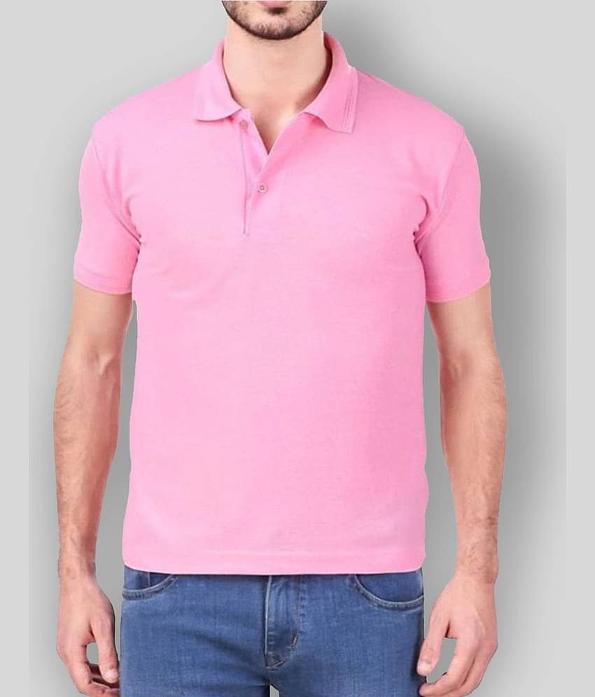 SKYRISE Pack of 1 Cotton Blend Slim Fit Solid Half Sleeves Men's Polo T Shirt ( Pink )