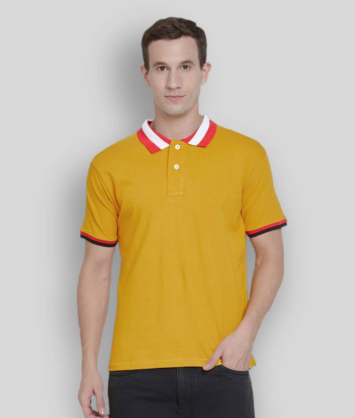The Dry State - Yellow Cotton Slim Fit Men's Polo T Shirt ( Pack of 1 ) The Dry State - Yellow Cotton Slim Fit Men's Polo T Shirt ( Pack of 1 )