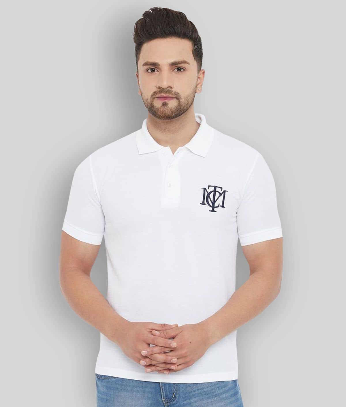 The Million Club Pack of 1 Polyester Regular Fit Solid Half Sleeves Men's Polo T Shirt ( White )