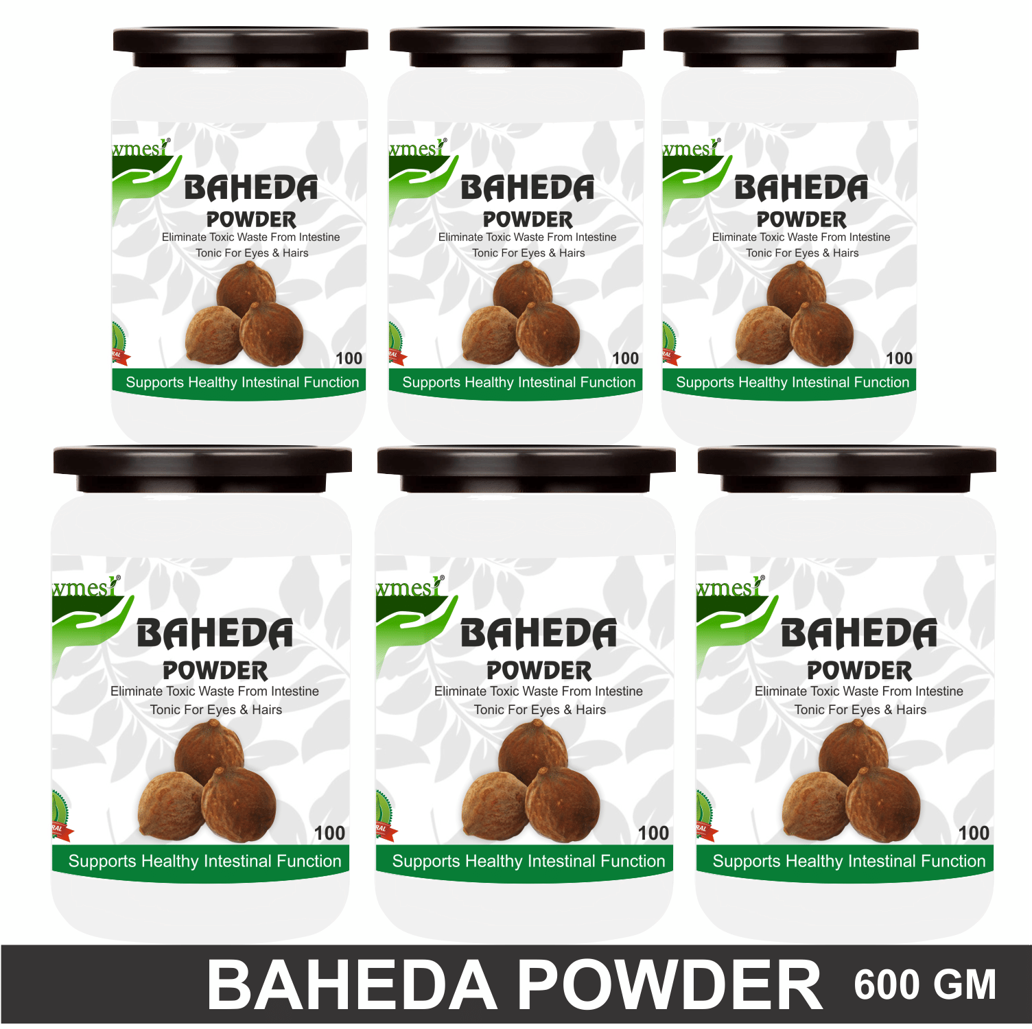 Rawmest 100% Pure Baheda For Healthy Hair Powder 600 Gm Pack of 6