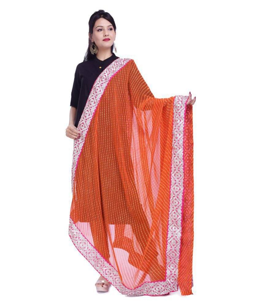     			Apratim Orange Georgette Gota Patti Dupatta