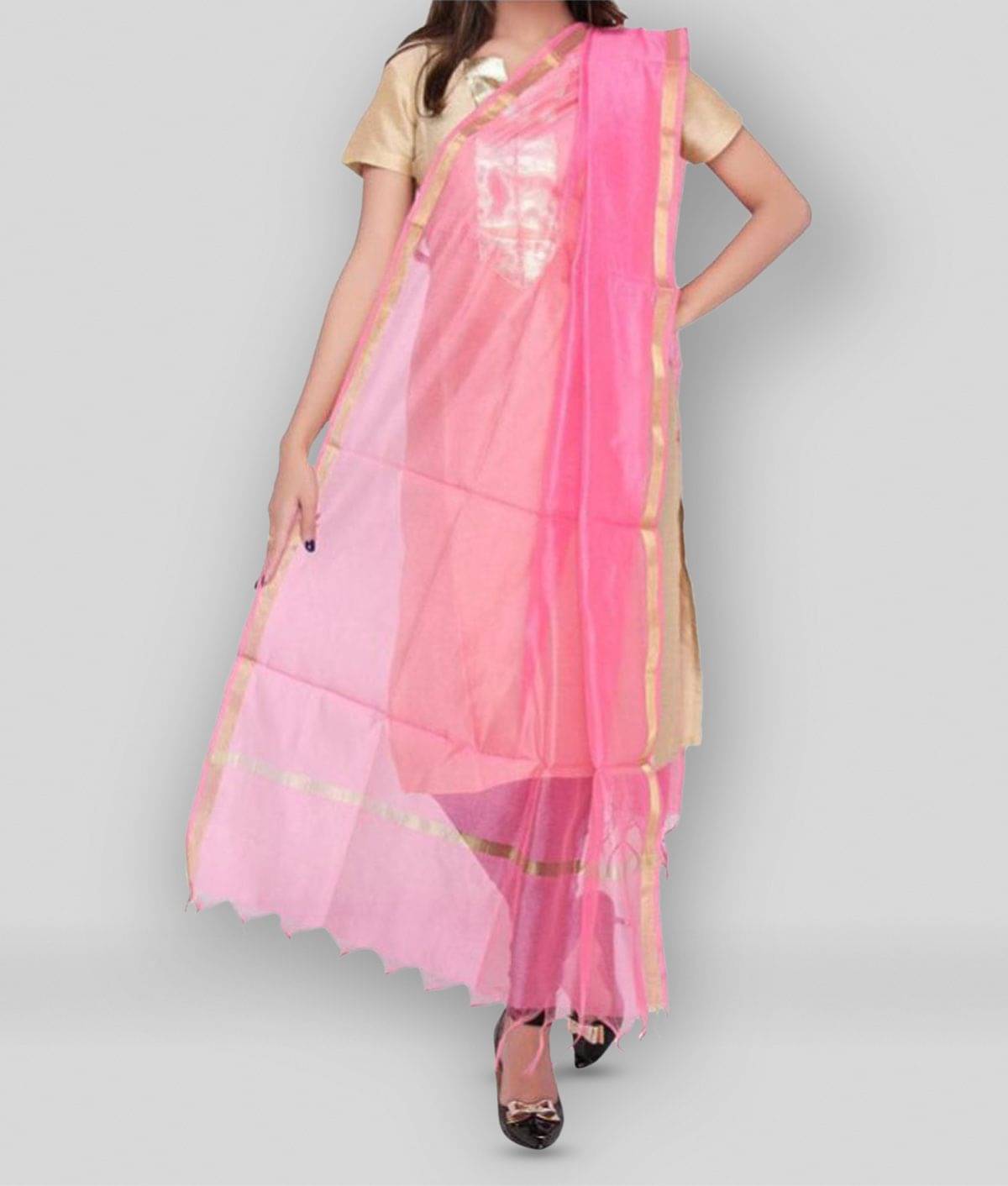     			Apratim Pink Chanderi Dupatta