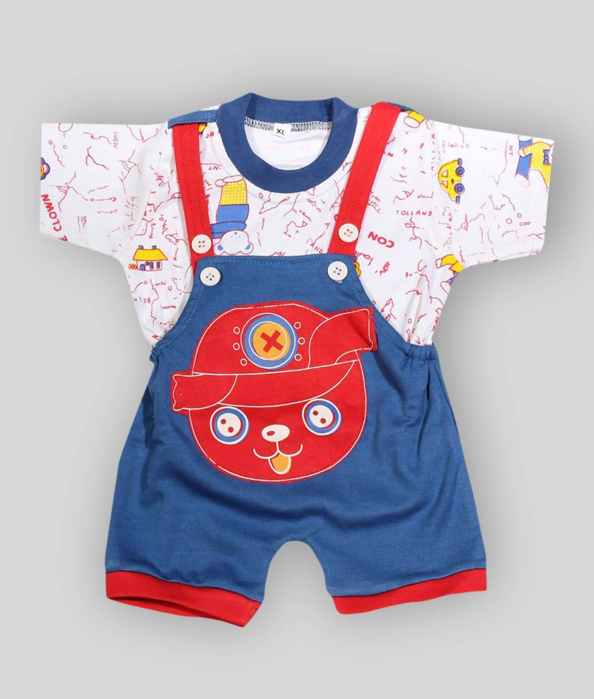 Babeezworld Pack of 1 Unisex for Baby Cotton Dungaree Sets ( Multi )