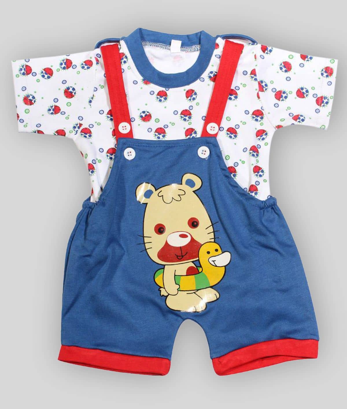 Babeezworld Pack of 1 Baby Girls Cotton Dungaree Sets ( Multi )