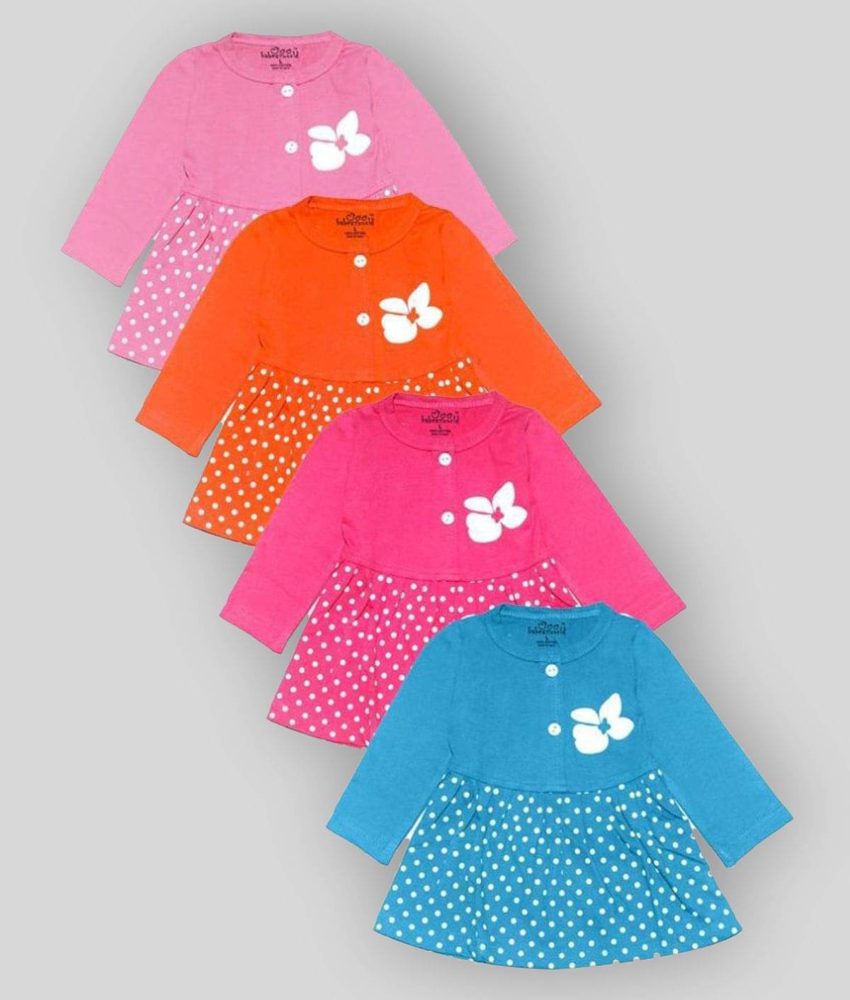     			Babeezworld Pack of 4 Baby Girls Cotton Frock ( Multi )