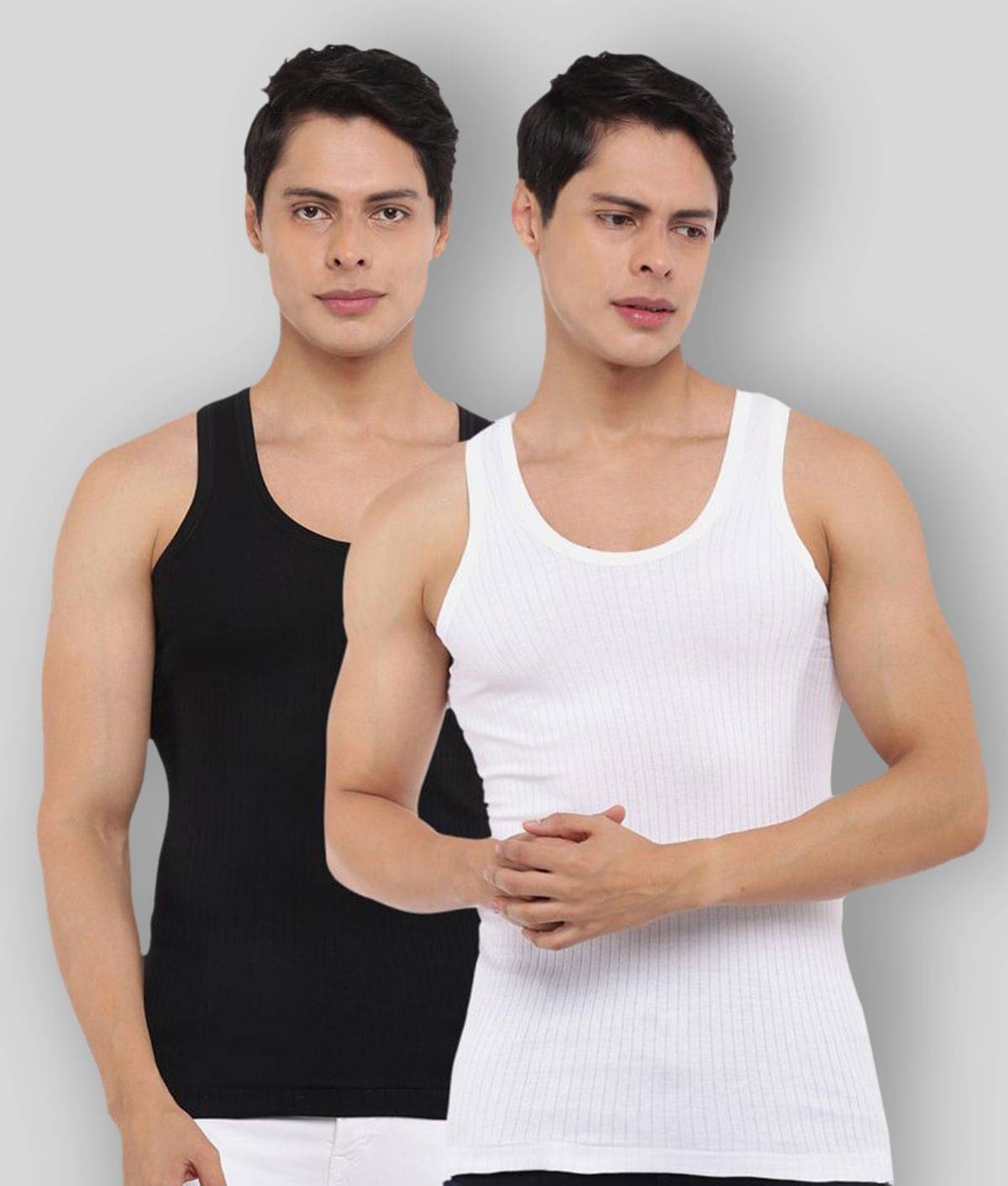     			Dollar Bigboss Men's Pack of 2 Solid Combed Cotton Vest