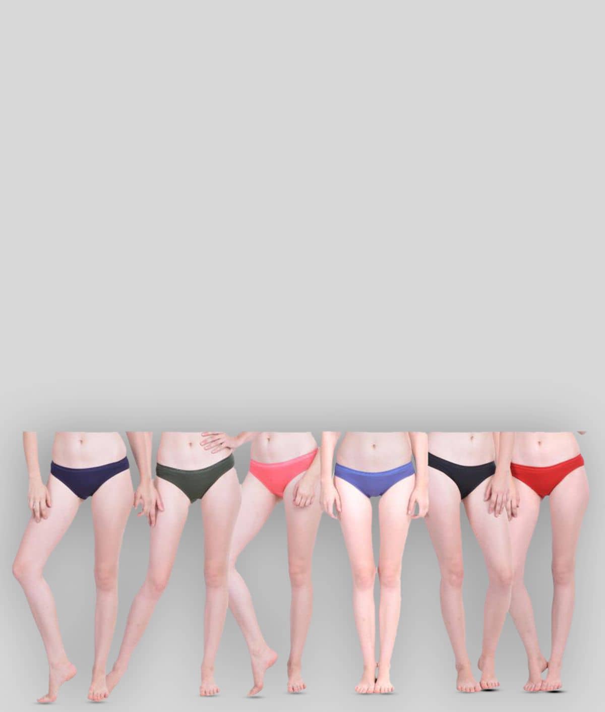 Dollar Missy Pack of 6 Cotton Solid Women's Bikini ( Multi Color )
