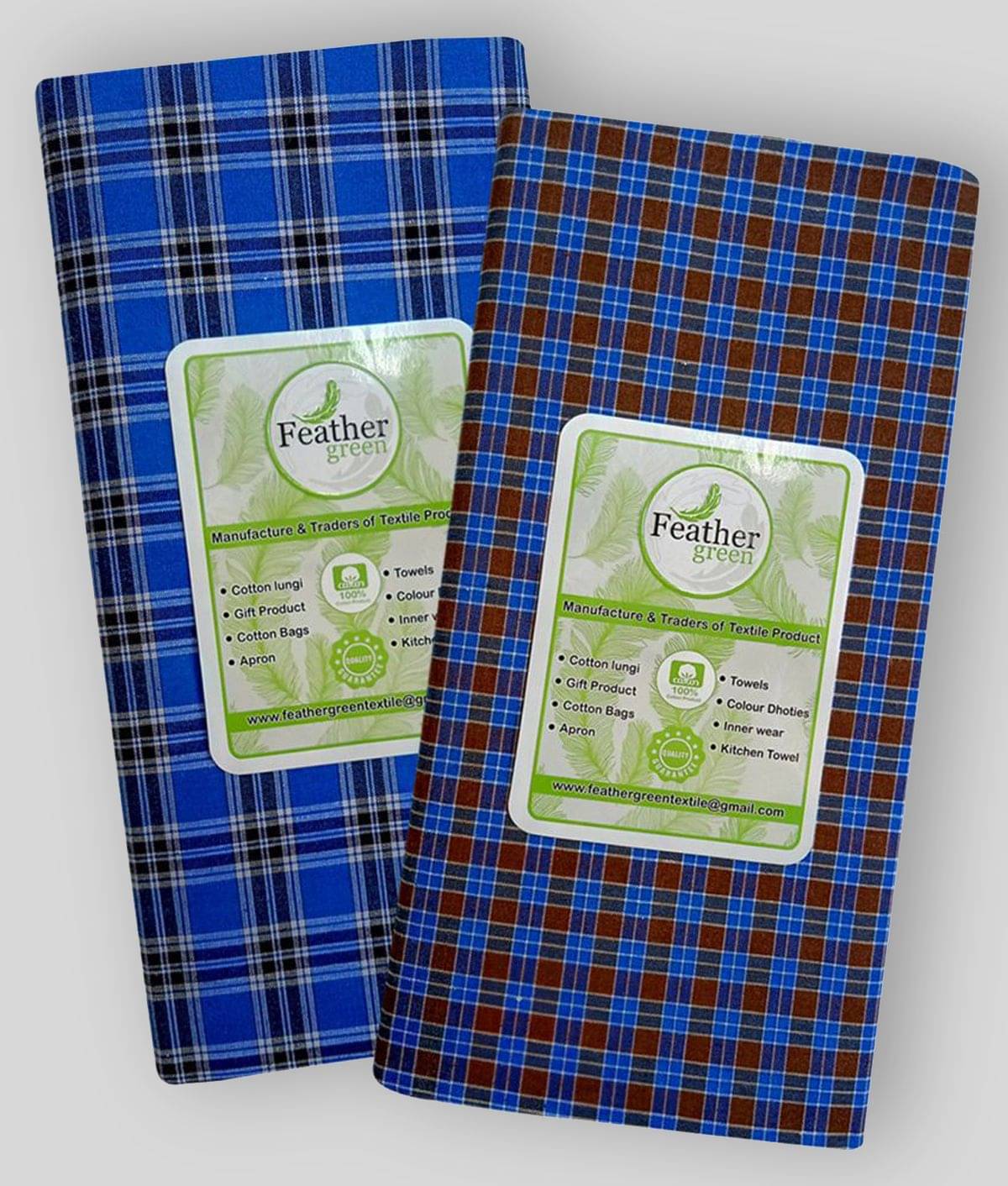 Feather Green Multi Lungi Pack of 2 Feather Green Multi Lungi Pack of 2