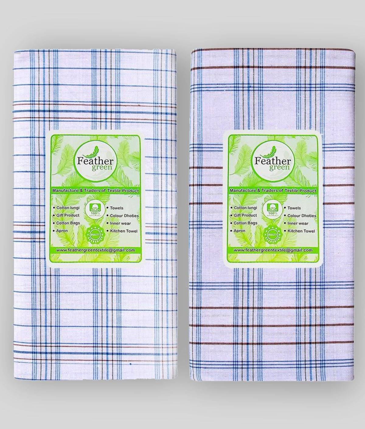     			Feather Green - Multi Cotton Men's Lungi ( Pack of 2 )