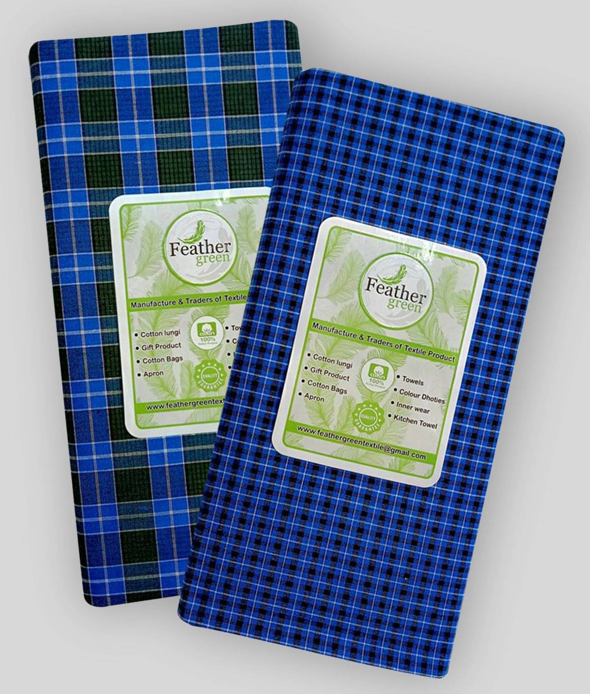 Feather Green Multi Lungi Pack of 2 Feather Green Multi Lungi Pack of 2