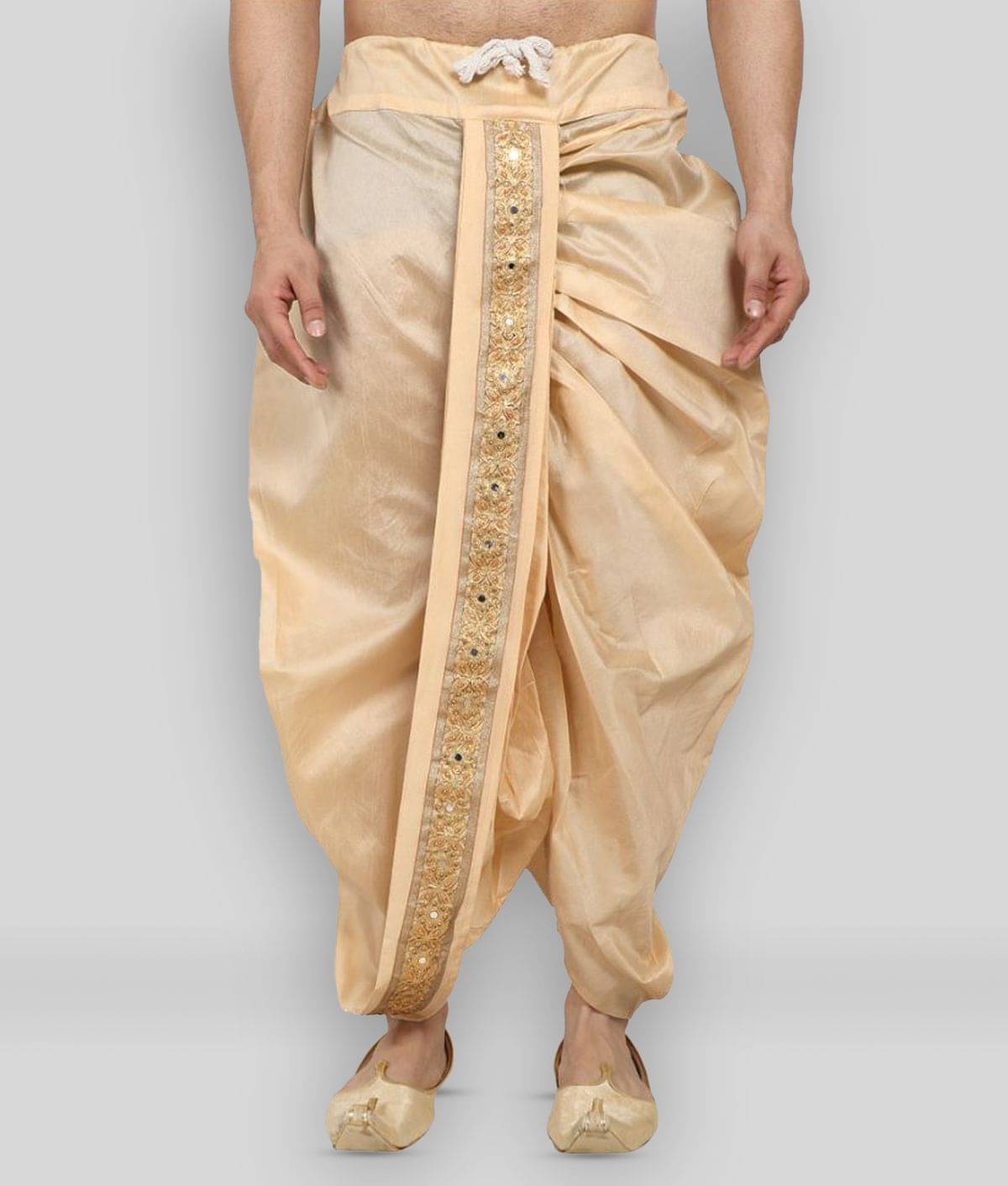    			GN hub - Beige Silk Men's Dhoti ( Pack of 1 )