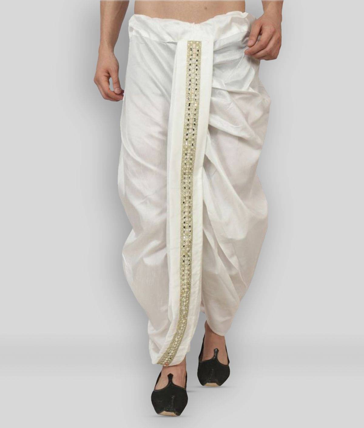     			GN hub Silk Men's Dhoti Off-White ( Pack of 1 )