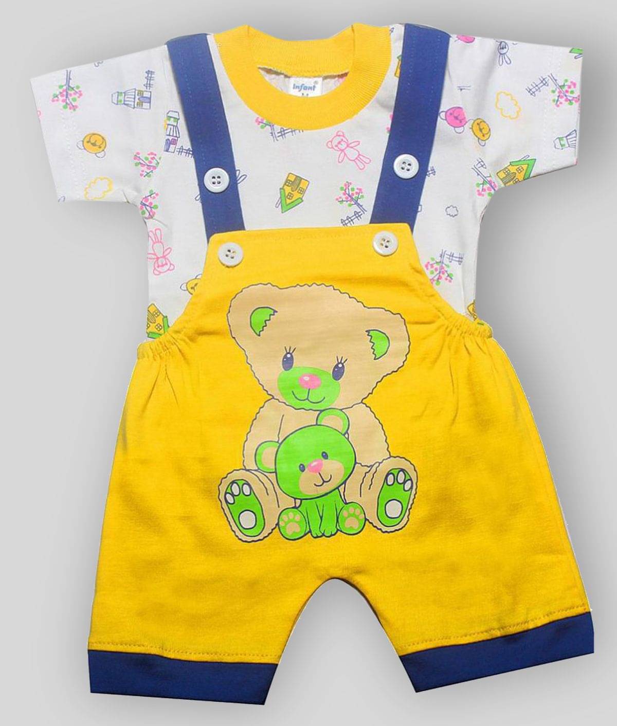     			INFANT Pack of 1 Unisex for Baby 100% Cotton Dungaree Sets ( Yellow )