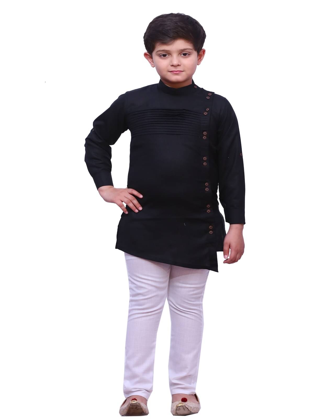     			Joley Poley Boys Cotton Black Kurta Pant Set ( Pack of 1 )
