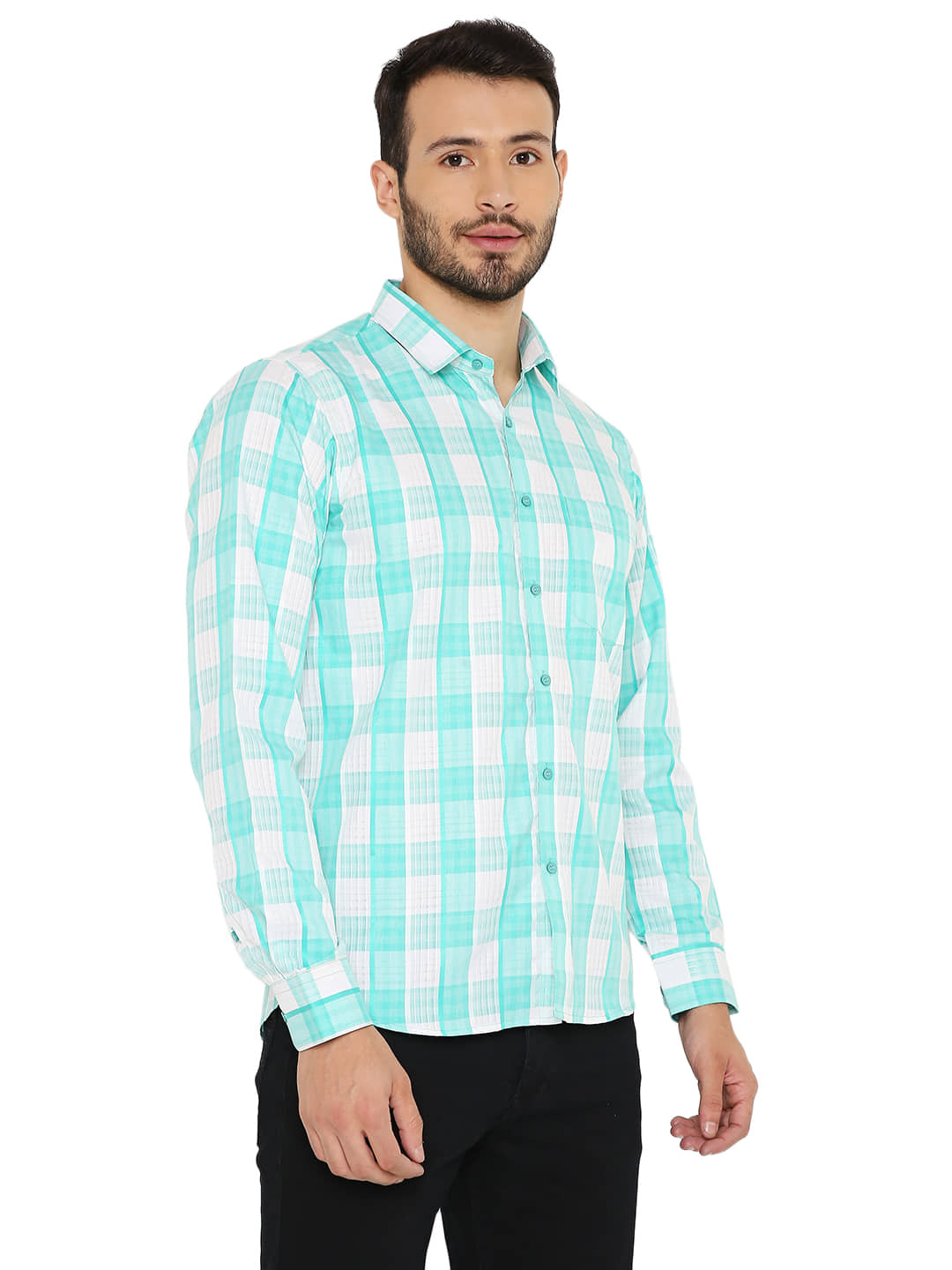Maharaja - Green Cotton Blend Slim Fit Men's Formal Shirt ( Pack of 1 )