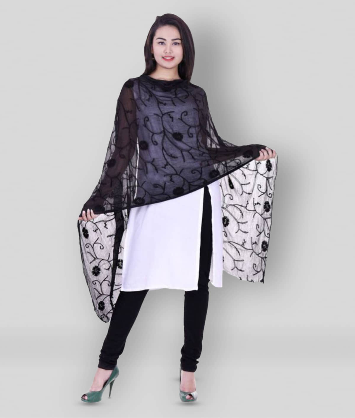 Raj Black Chiffon Dupatta - Dupattas & Shawls | Buy online on ZillyBuy