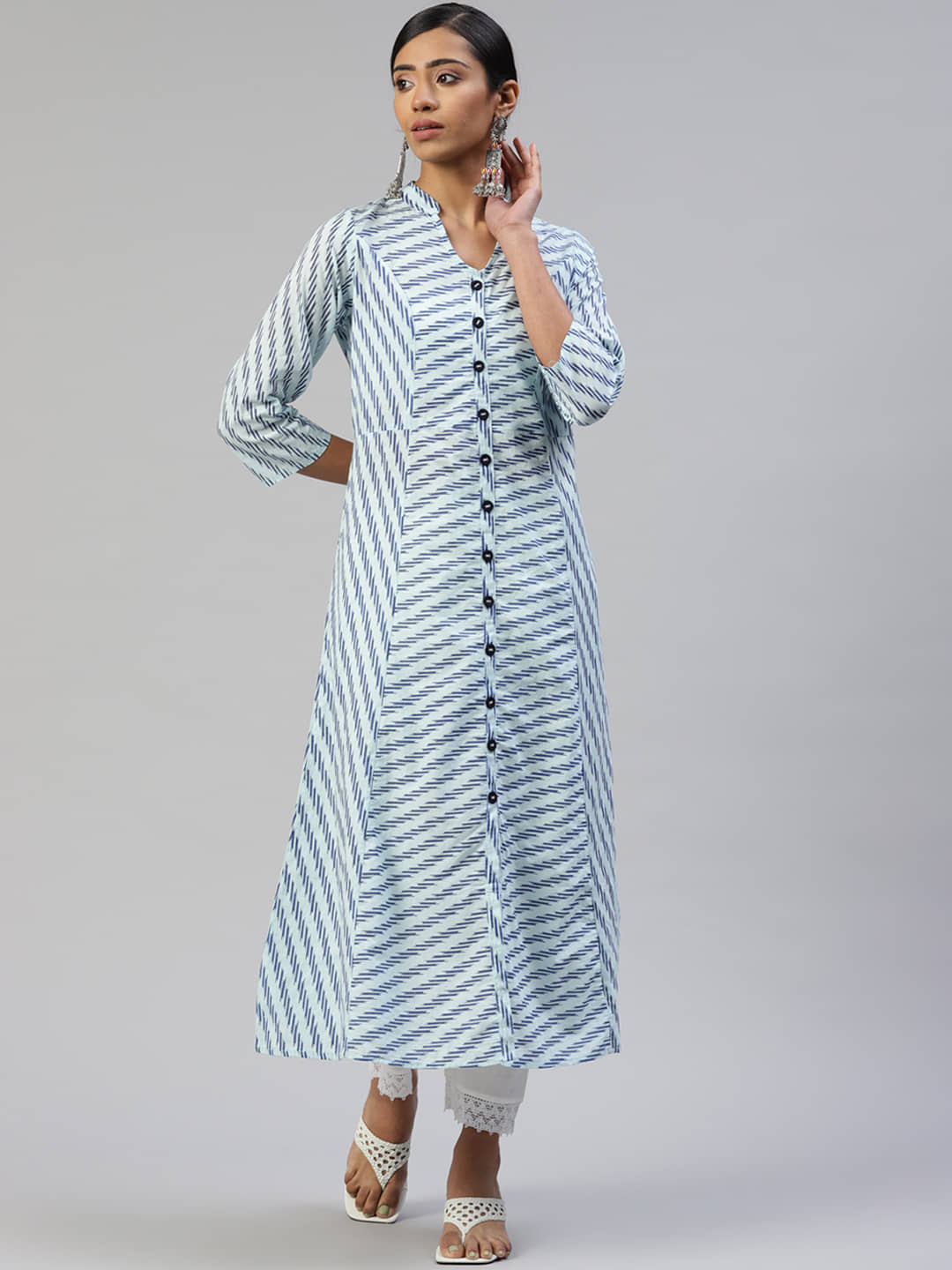 SVARCHI - Blue Cotton Women's Flared Kurti ( Pack of 1 ) - Kurtis, Tunics | Buy online on ZillyBuy