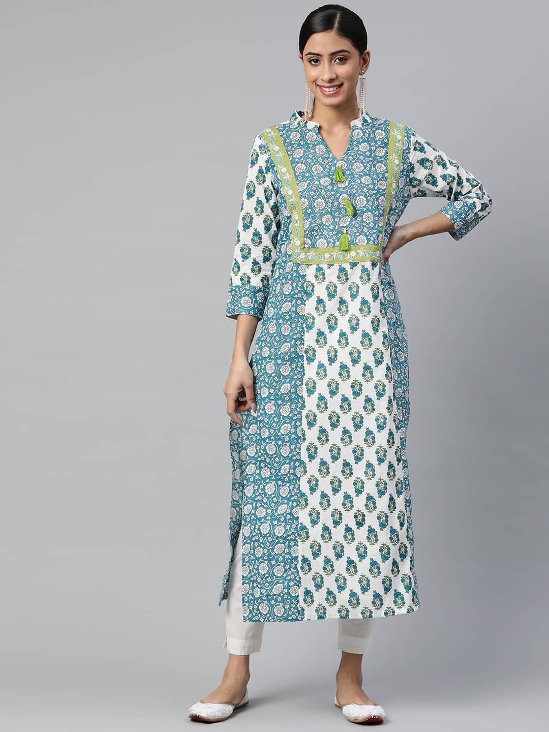 SVARCHI - Green Cotton Women's Straight Kurti ( Pack of 1 ) - Kurtis, Tunics | Buy online on ZillyBuy