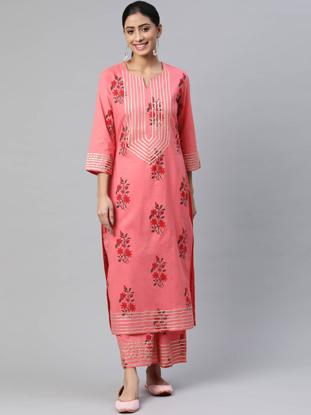 SVARCHI - Pink Straight Cotton Women's Stitched Salwar Suit ( Pack of 1 )