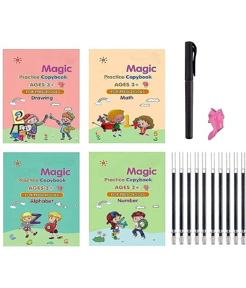 Sank Magic Practice Copybook - (1 Pen + 1 Grip + 4 BOOKS + 10 REFILL) Number Tracing Book - Writing Book - Magic Calligraphy - Copybook Set - Calligraphy Pen - Stationery | Buy online on ZillyBuy