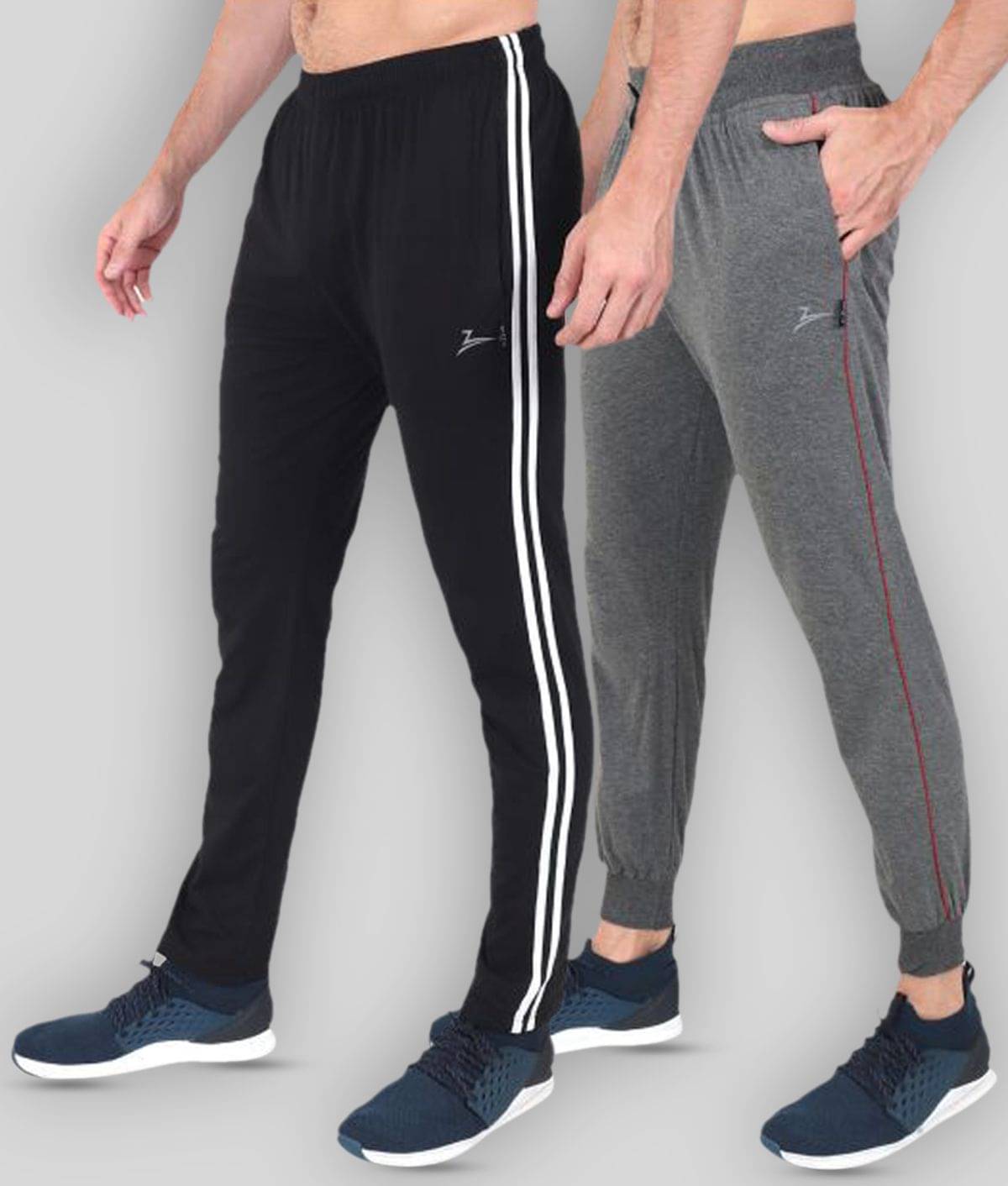 Zeffit - Black Cotton Blend Men's Trackpants ( Pack of 2 )     			Zeffit - Black Cotton Blend Men's Trackpants ( Pack of 2 )