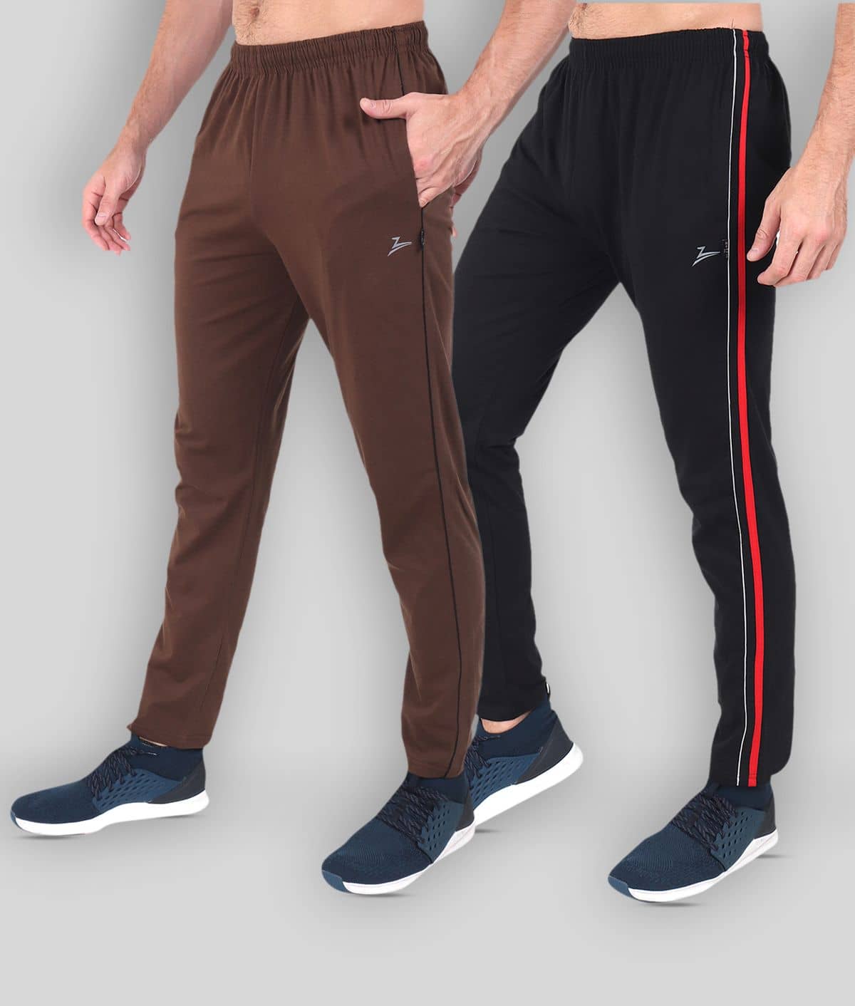 Zeffit - Brown Cotton Blend Men's Trackpants ( Pack of 2 ) - Track Pants | Buy online on ZillyBuy