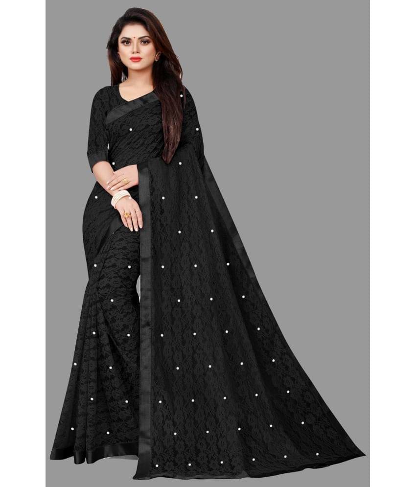 vanraj Net Embroidered Saree With Unstitched Blouse Piece ( Black ) vanraj Net Embroidered Saree With Unstitched Blouse Piece ( Black )