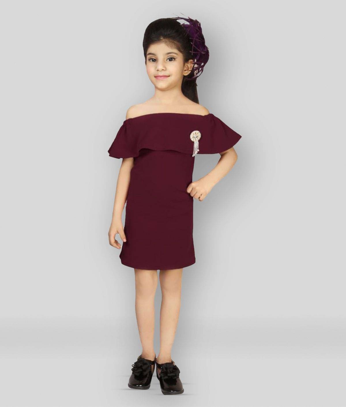     			Addyvero Cotton Blend A-line For Girls ( Pack of 1 , Maroon )