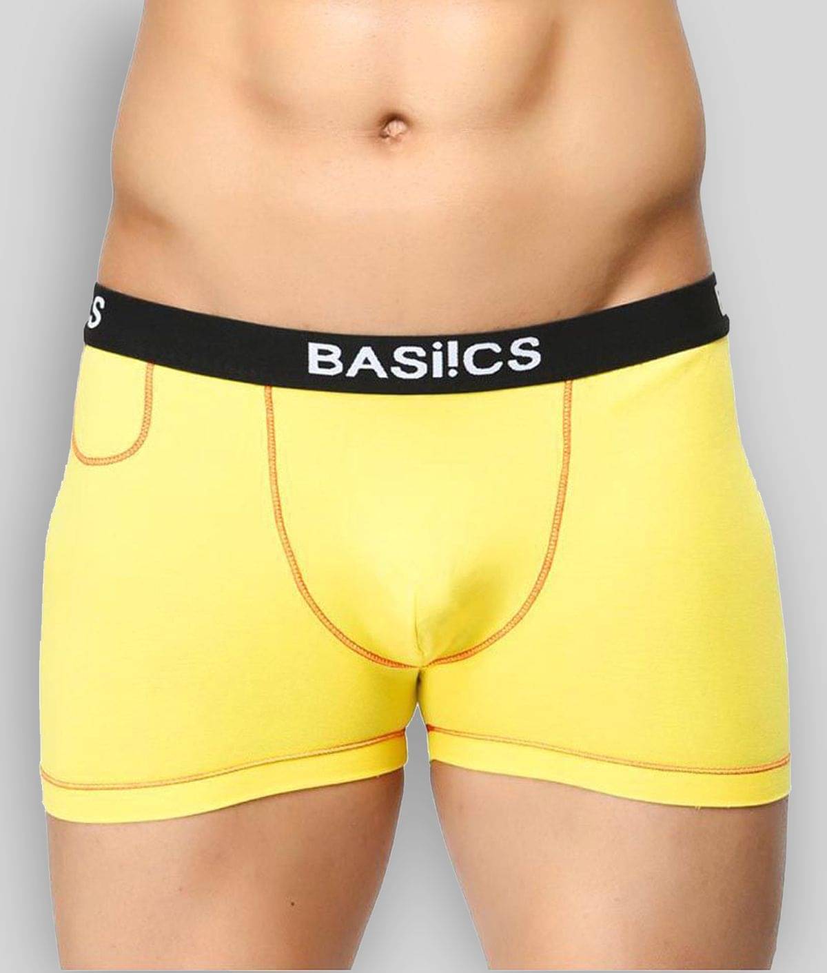     			BASIICS By La Intimo Pack of 1 Cotton Trunks For Men's ( Yellow )
