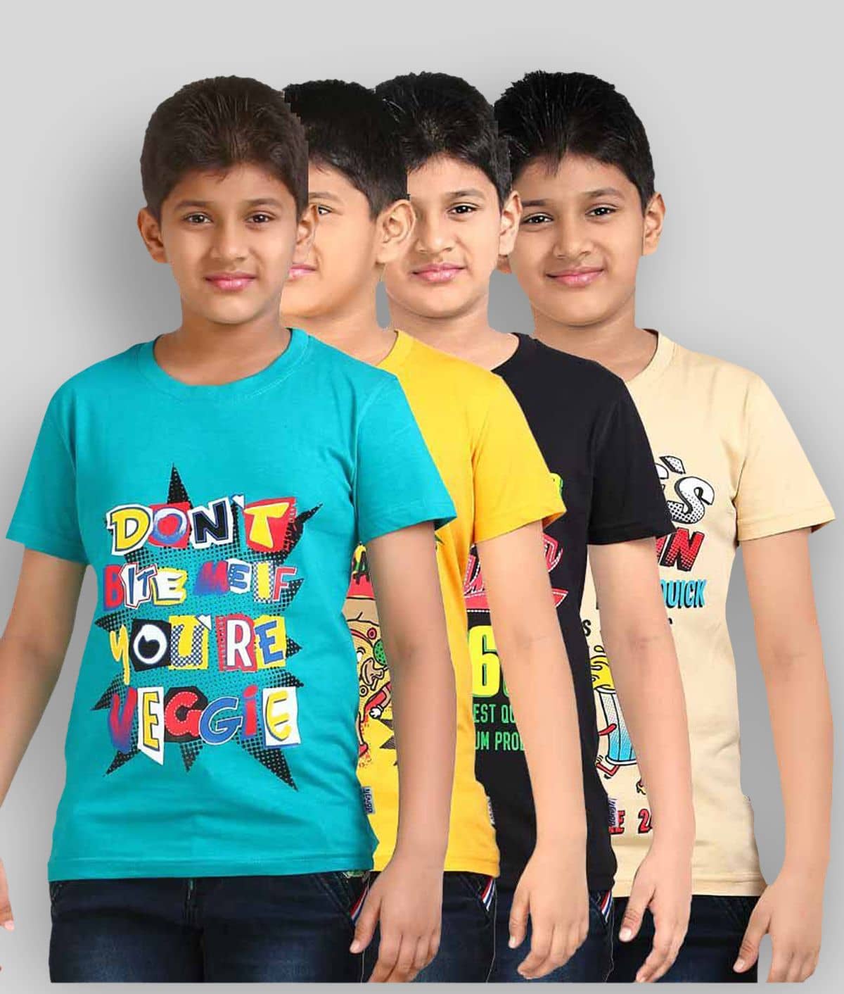 Dongli Pack of 2 Boys Cotton T-Shirt ( Multicolor )